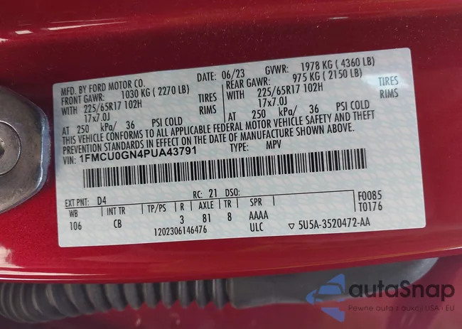 1FMCU0GN4PUA43791: 43292843