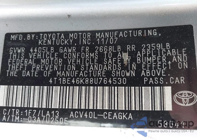 4T1BE46K88U764530: 43292849