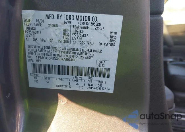 1FMCU04GX9KA80400: 43292856