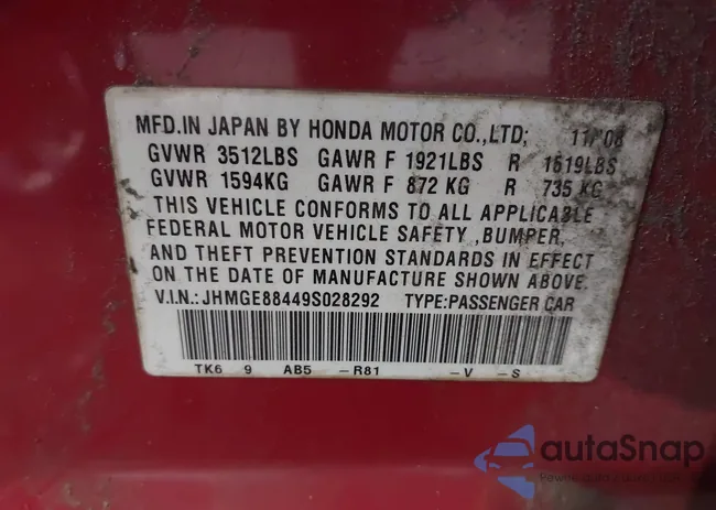 JHMGE88449S028292: 43292878