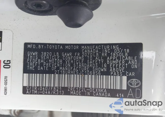 2T1BURHE5JC106856: 43292897