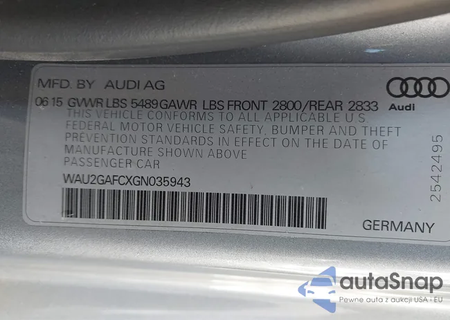 WAU2GAFCXGN035943: 43293000