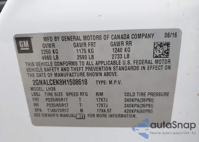 2GNALCEK8H1508618: 43293182