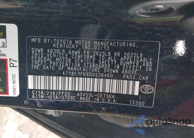 4T1BF1FK6DU236460: 43293212