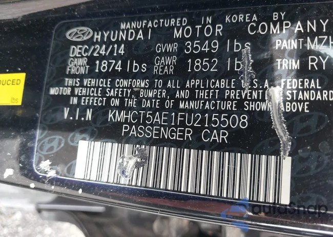 KMHCT5AE1FU215508: 43293214