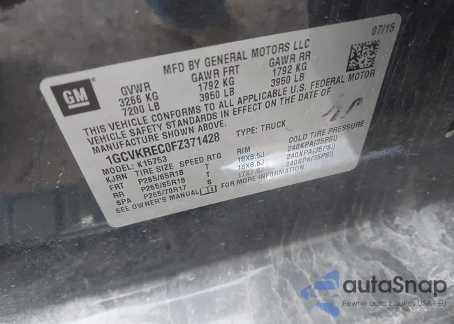 1GCVKREC0FZ371428: 43293223