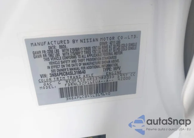 3N8AP6CB4SL319640: 43293277