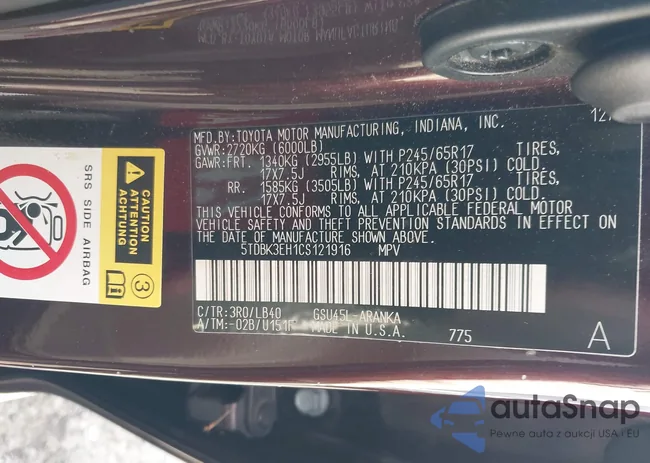 5TDBK3EH1CS121916: 43293319