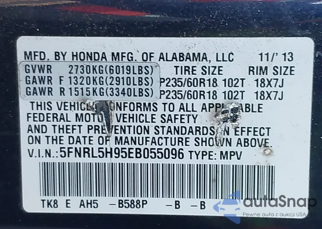 5FNRL5H95EB055096: 43293341