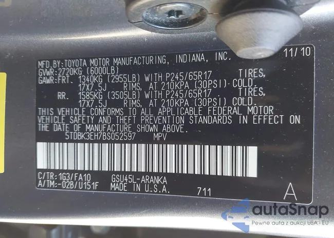 5TDBK3EH7BS052597: 43293354