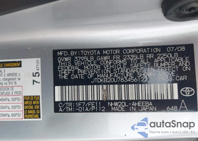 JTDKB20U783456122: 43293363