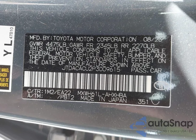 JTDACACU2P3009615: 43293366