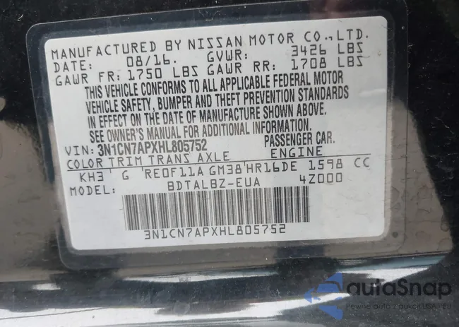 3N1CN7APXHL805752: 43293368