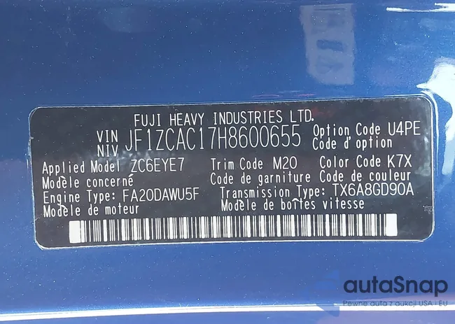 JF1ZCAC17H8600655: 43292476