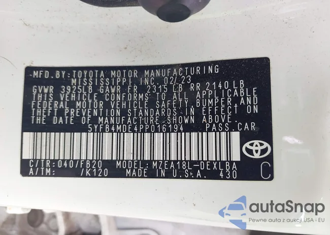 5YFB4MDE4PP016194: 43292499