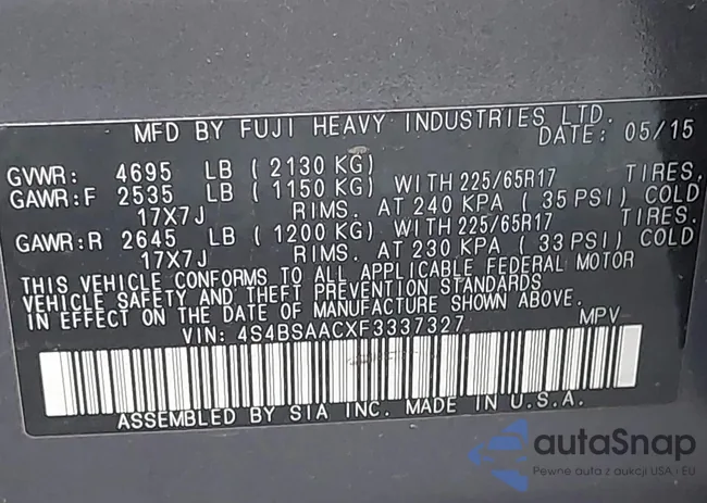 4S4BSAACXF3337327: 43292505