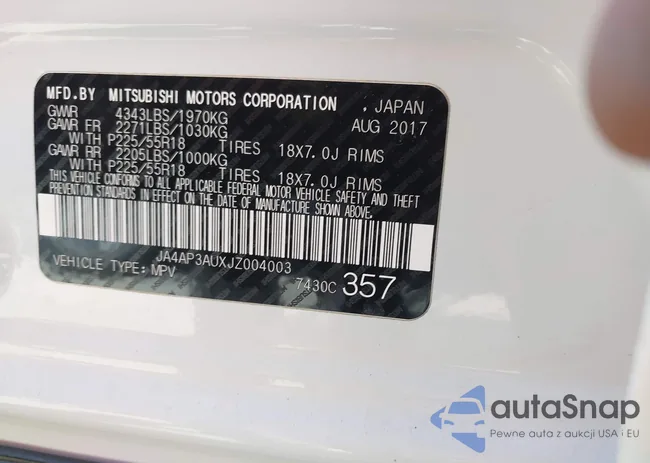 JA4AP3AUXJZ004003: 43292601