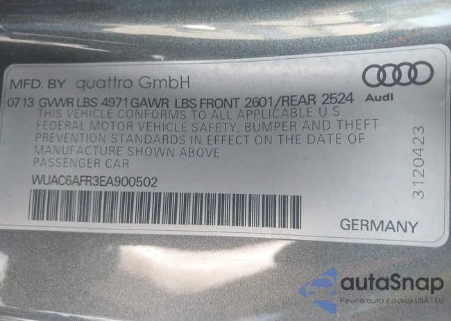 WUAC6AFR3EA900502: 43292640