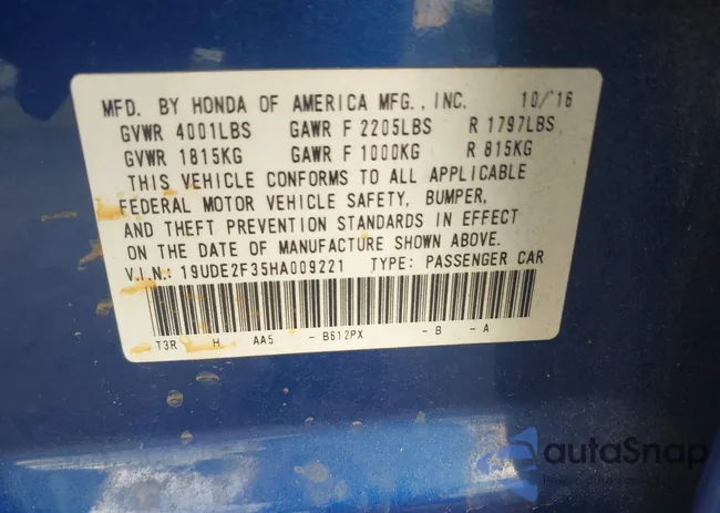 19UDE2F35HA009221: 43292651