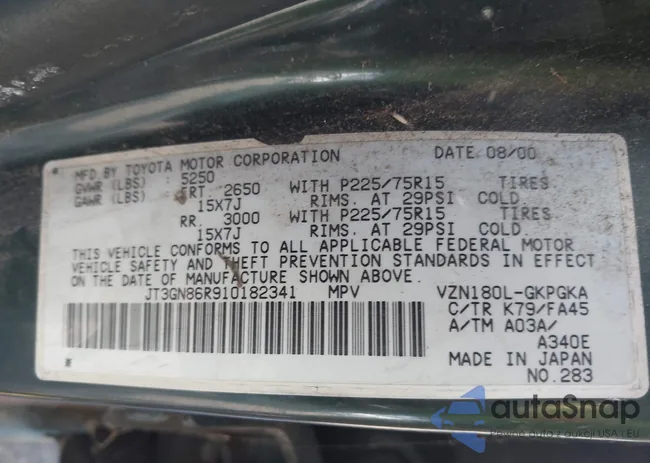 JT3GN86R910182341: 43292667