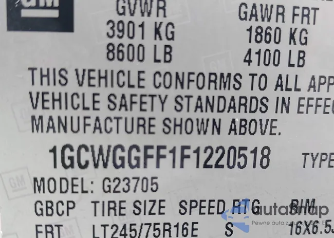 1GCWGGFF1F1220518: 43292695