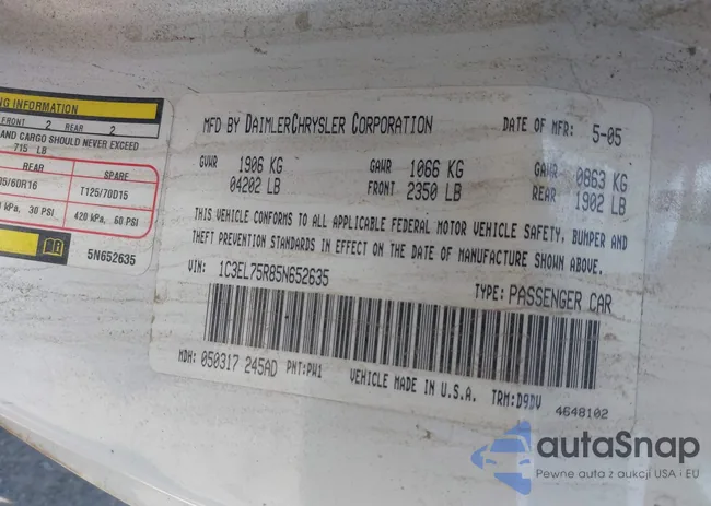 1C3EL75R85N652635: 43292713