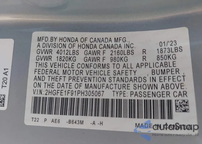 2HGFE1F91PH305067: 43293846