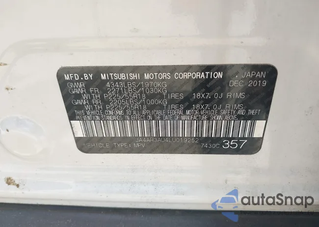 JA4AR3AU4LU019252: 43293877