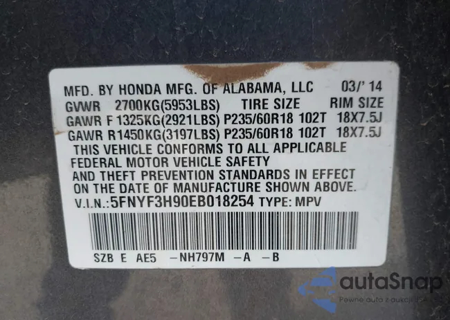 5FNYF3H90EB018254: 43293916