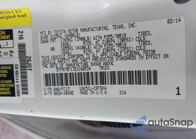 5TFRY5F17EX160534: 43293987