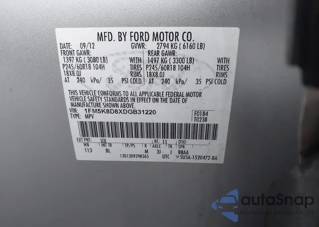 1FM5K8D8XDGB31220: 43294005