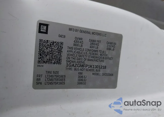 1GAZGMFP1K1301218: 43294077