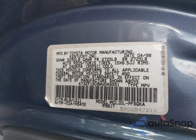 4T3ZF13C8WU049551: 43294167