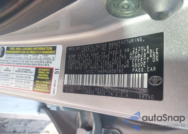 4T1C11AK6MU609782: 43294290