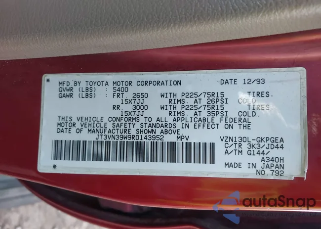 JT3VN39W9R0143952: 43294307