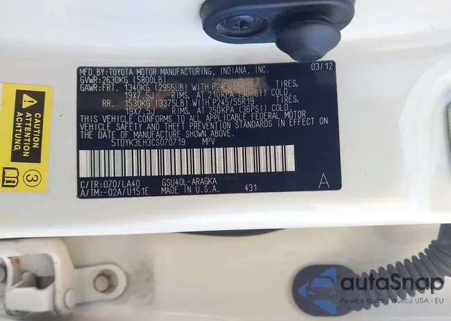 5TDYK3EH3CS070719: 43294312