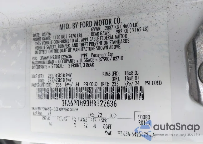 3FA6P0H93HR122636: 43294360