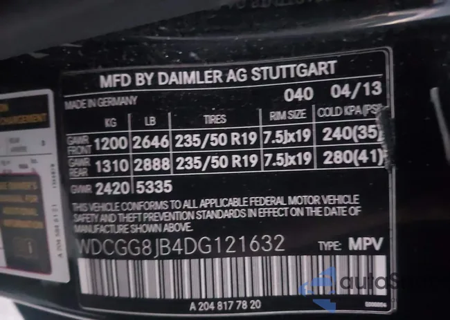 WDCGG8JB4DG121632: 43294367