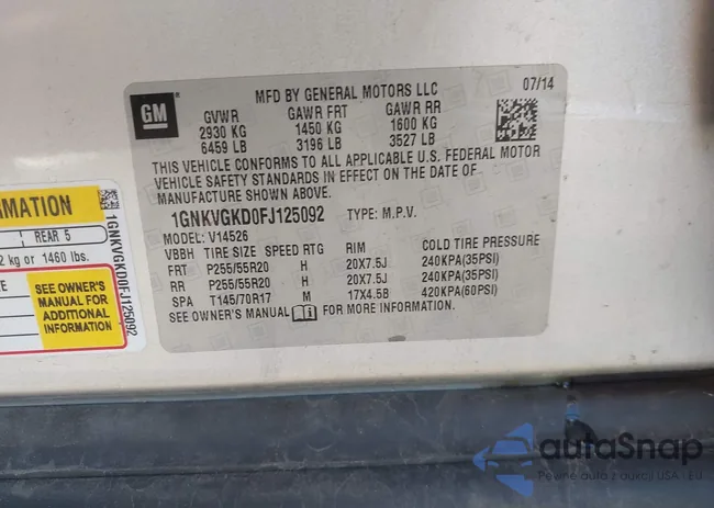 1GNKVGKD0FJ125092: 43294800