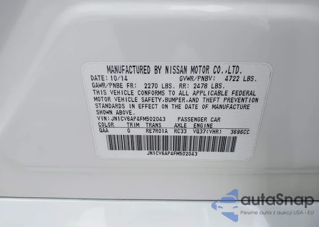 JN1CV6AP4FM502043: 43294907