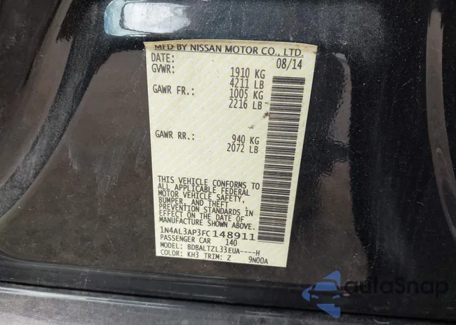 1N4AL3AP3FC148911: 43294938