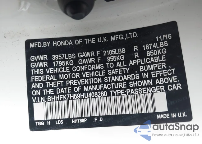 SHHFK7H59HU408280: 43295089