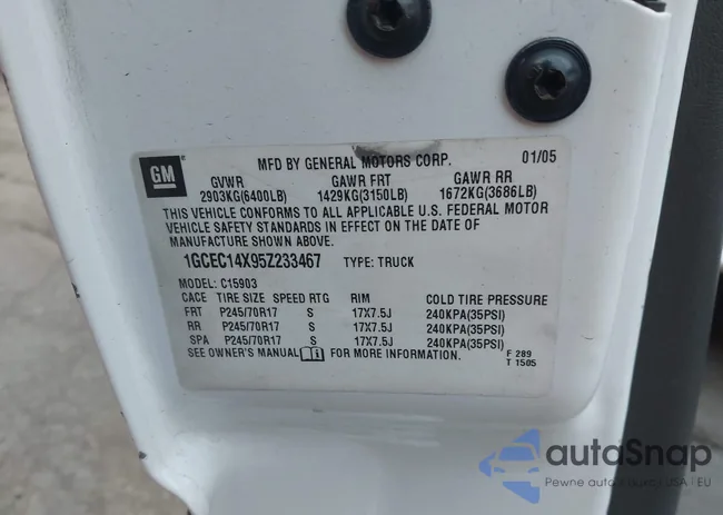 1GCEC14X95Z233467: 43295187