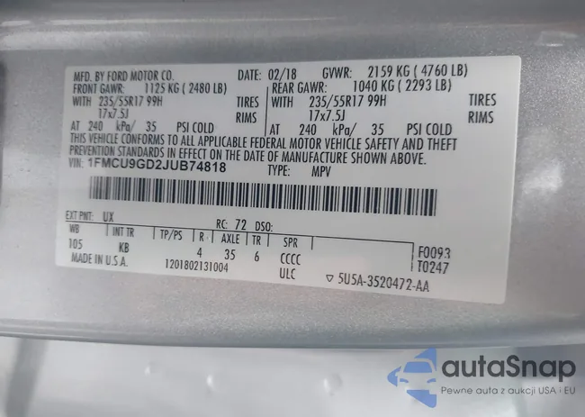 1FMCU9GD2JUB74818: 43295232