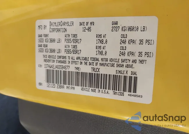 1D7HW42J46S584677: 43295287