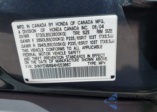 2HNYD18894H553667: 43295317