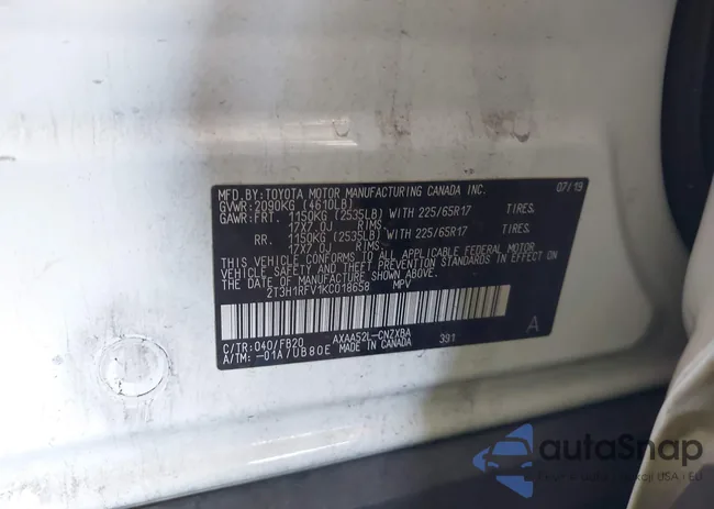 2T3H1RFV1KC018658: 43295355