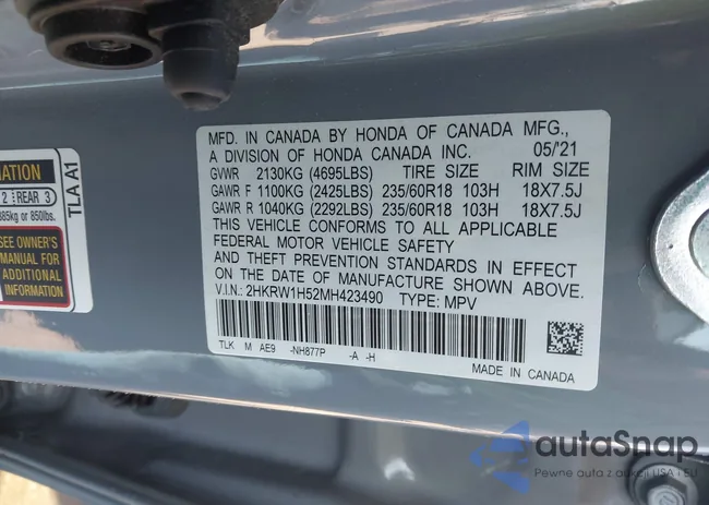 2HKRW1H52MH423490: 43294402