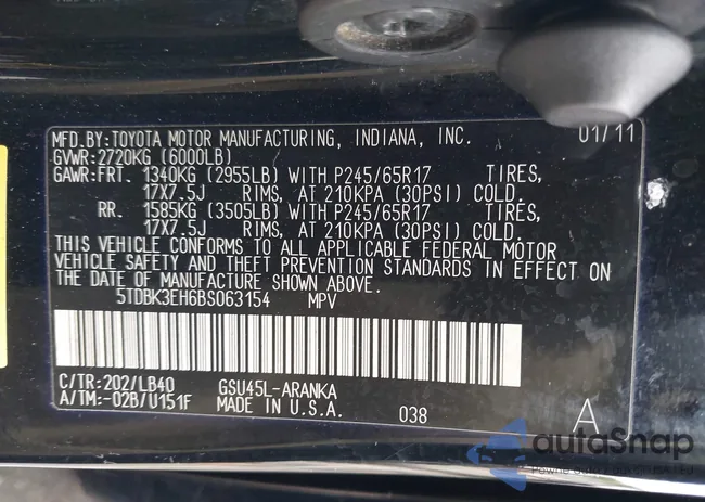 5TDBK3EH6BS063154: 43294417