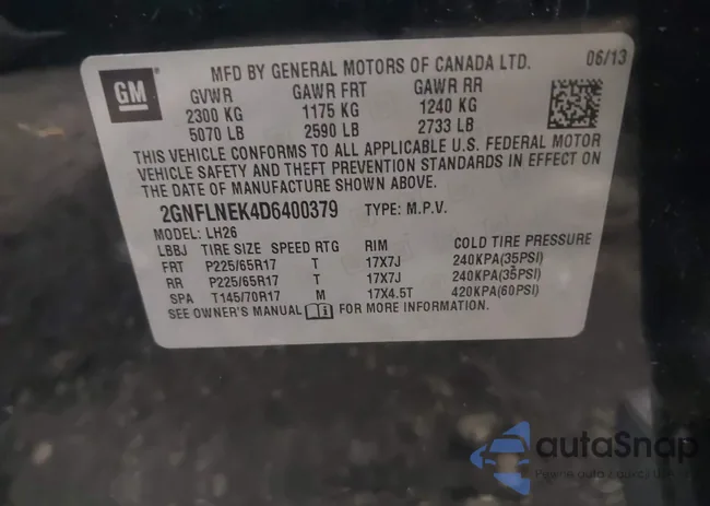 2GNFLNEK4D6400379: 43294430